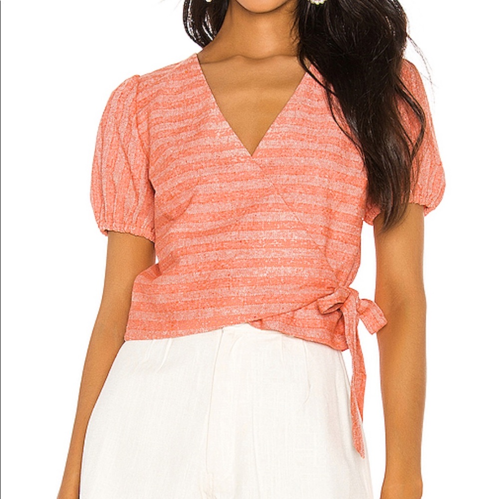 Revolve Orange Wrap Top - image 1